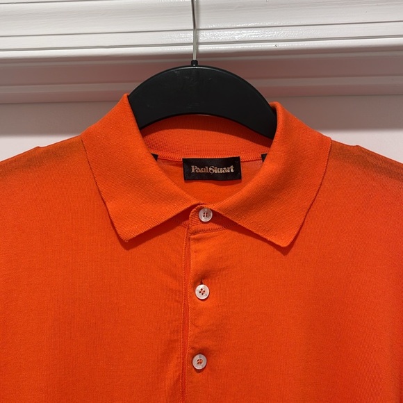 Paul Stuart Polo Long Sleeve Size Large Made in Italy Orange Sportswear - Picture 2 of 16